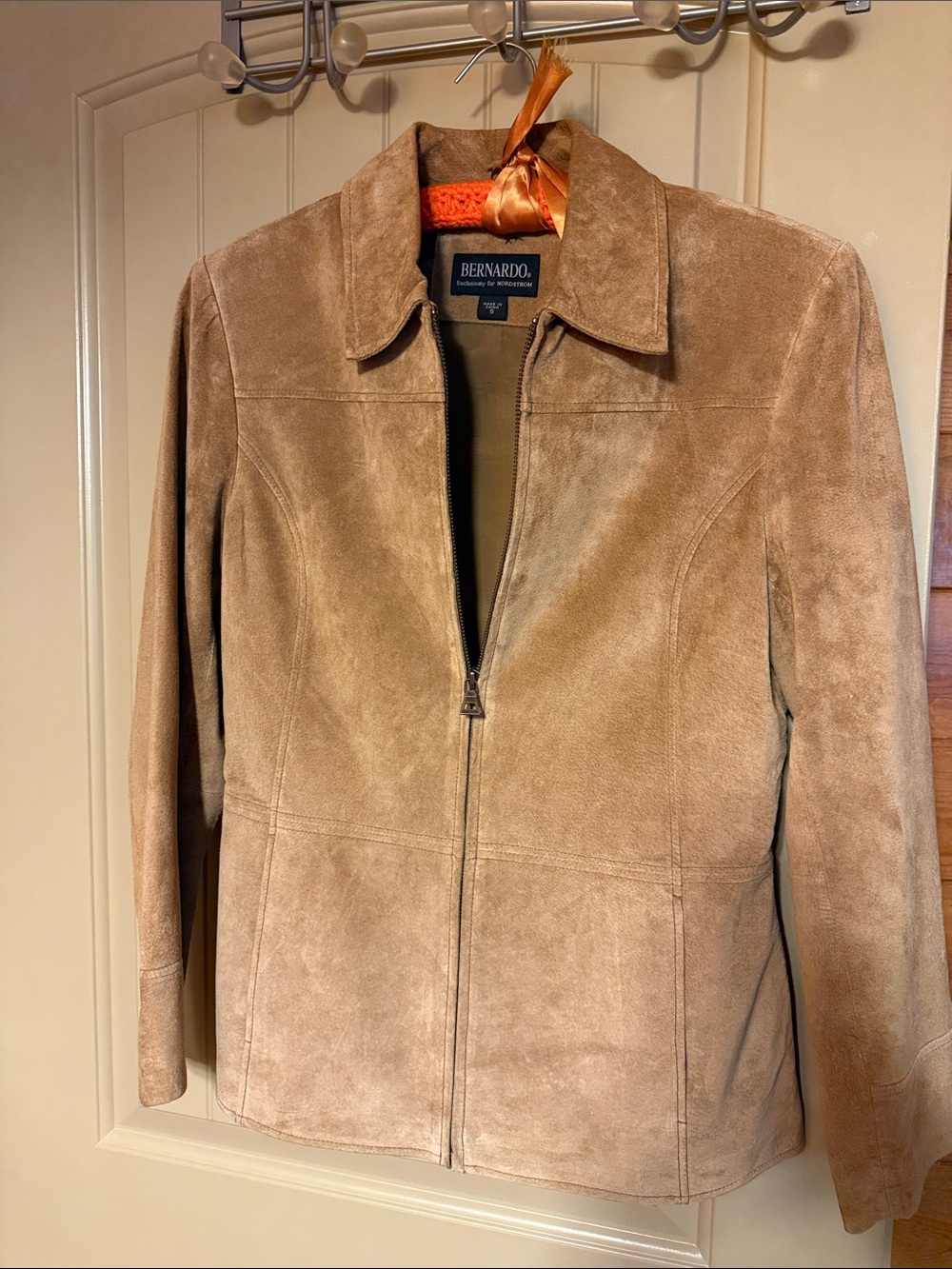 Bernardo Light Tan Suede Zip-Front Jacket